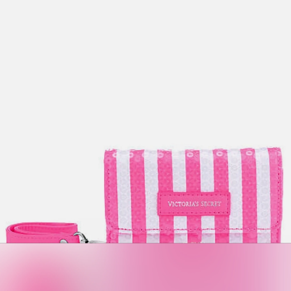 Victoria's Secret VS Sequins Stripe Wallet Clutch Phone Case.